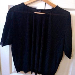 Black plisse semi-sheer top